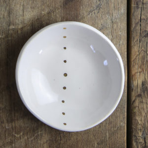 Ceramic Handbuilt Bowl 3" White/Gold Dot 1